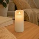 LED XL Bloklys 22,5cm høj, flammeeffekt, hvid - Ø10cm, 22,5cm høj, virker m. fjernbetj, timer, ægte stearin