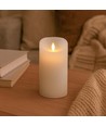 LED XL Bloklys 17,5cm høj, flammeeffekt, hvid - Ø10cm, 17,5cm høj, virker med fjernbetj, timer, ægte stearin