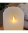 LED XL Bloklys 30cm høj, flammeeffekt, hvid - Ø10cm, 30cm høj, virker m. fjernbetj, timer, ægte stearin