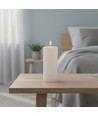 LED Bloklys 17,5cm høj, smelte-look, flammeeffekt - Ø7,5cm, 17,5cm høj, virker m. fjernbetj, timer, ægte stearin