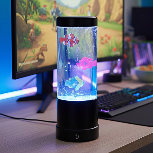 Fiskelampe RGB 30cm høj - Ø11 cm, perfekt til børn og barnlige sjæle