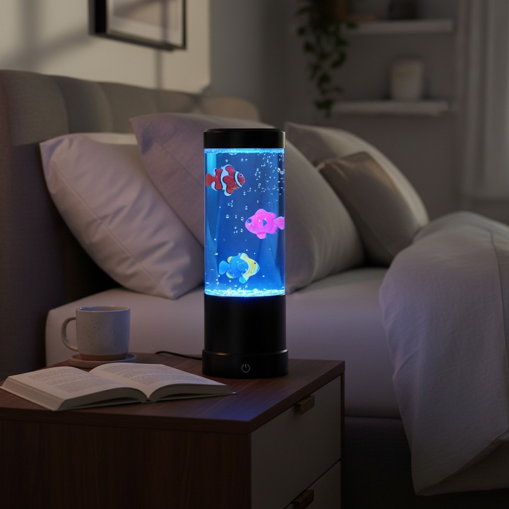 Fiskelampe RGB 30cm høj - Ø11 cm, perfekt til børn og barnlige sjæle billede