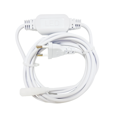 3 m stik til 230V LED strip Neon COB - 3 meter ledning, Inkl. endeprop, 230V