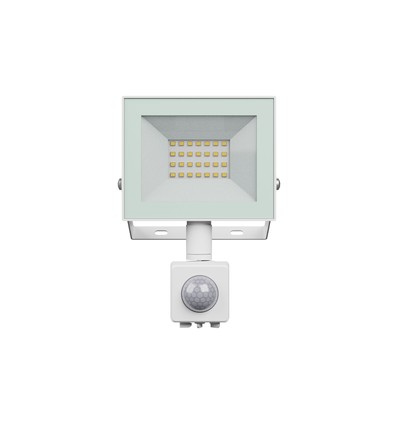 20W projektør med sensor - Hvid, IP44, PIR sensor, 230V, Spectrum