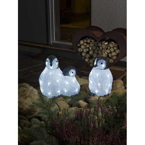 Outlet: Pingvin Familie 3 stk. Med 48 LED Lys IP44 - Konstsmide
