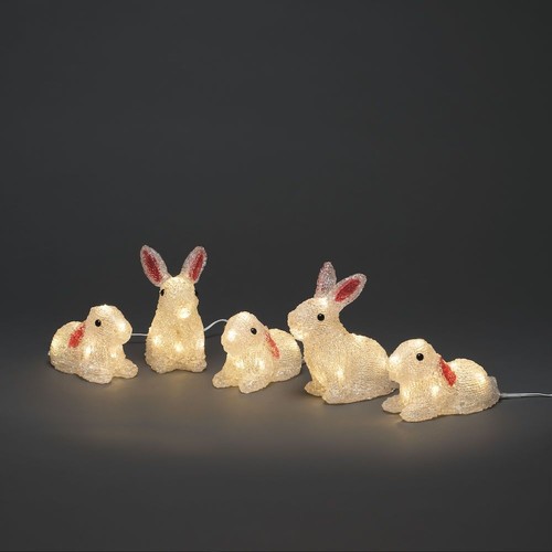 Outlet: Kaniner 5 stk. Med 40 LED Lys IP44 - Konstsmide