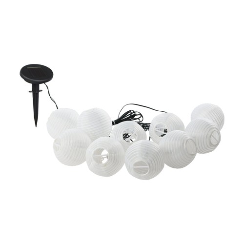 Solcelle LED Lyskæde, IP44 med 10 Varm Hvide Rispapirlampe