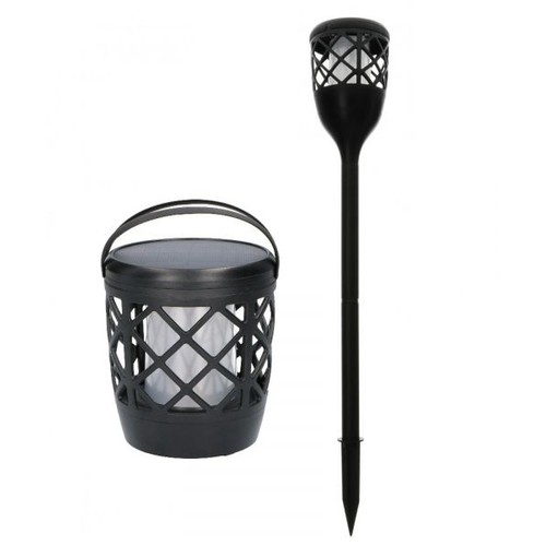 Outlet: Flamme LED Solcelle Fakkel Til BORD/SPYD IP65 i Sort