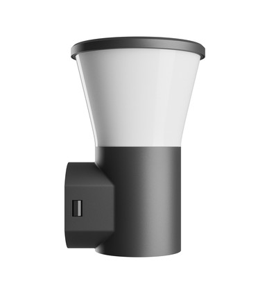 Stella væglampe 6W GU10 - rund, CCT, 230V, 270°, IP44, IK08, 155x160x230mm, sort, rund fasadelampe