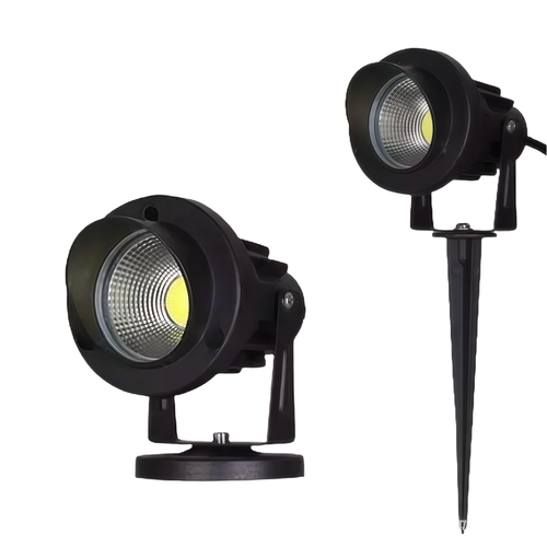 6W LED havelampe - Sort, med spyd, IP65, 12-24V