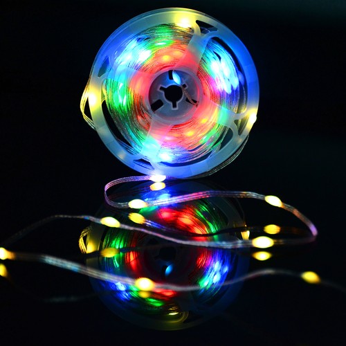 5 m. RGBIC LED lyskæde - 50 LED, klar ledning, fjernbetjening + bluetooth, 230V