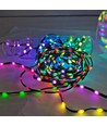 10m RGBIC LED lyskæde - 5V, IP20, 100 LED, grøn ledning, fjernbetjening + bluetooth, USB