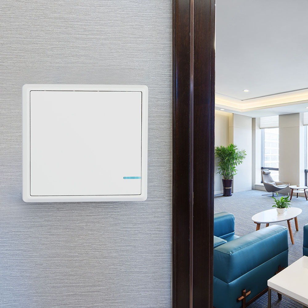 Trådløs smart switch, 1-tryk - IP54 vandtæt, hvid, rækkevidde op til 600m, inkl. batteri