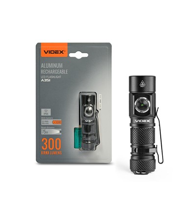 LED bærbar lommelygte - Genopladelig, Vandtæt, 300lm, 5000K