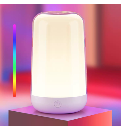 Opladelig RGB+CCT LED bord/natlampe - Hvid, touch dæmpbar, IP20 indendørs