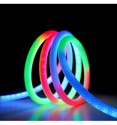 3m RGBIC Neon flex slange, komplet sæt - Vævet reb, Bluetooth App, fjernbetjening, USB