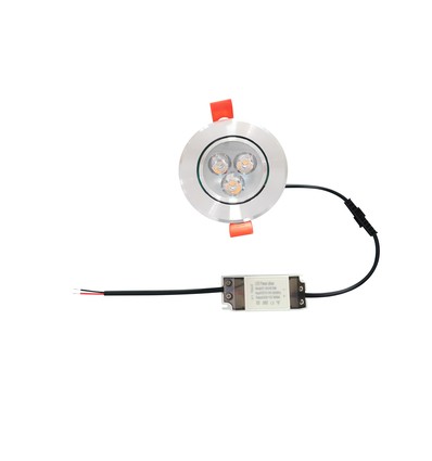 3W Ø8,4cm indbygningsspot dæmpbar - 12V/24V, Hul: Ø7-8 cm, Mål: Ø8,4 cm, 4 cm høj