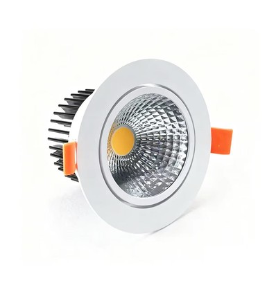 3W Ø8,5cm indbygningsspot dæmpbar - 12V/24V, Hul: Ø7,5 cm, Mål: Ø8,5 cm, hvid kant