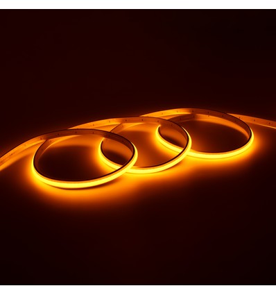 5m 9W/m Gul Dot-free COB-LED strip - IP20, 240 LED pr. meter, 24V, COB LED