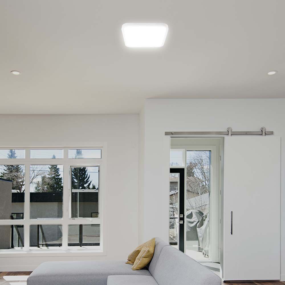 48W LED loftslampe, kvadratisk - 107lm/W, IP44, hvid kant, 3000K, 5160lm - Kulør : Neutral