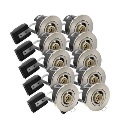 10 stk. GU10 indbygningsspot - Satin nikkel, IP20