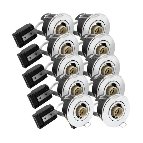 10 stk. V-Tac indbygningsspot - GU10, børstet stål, IP20