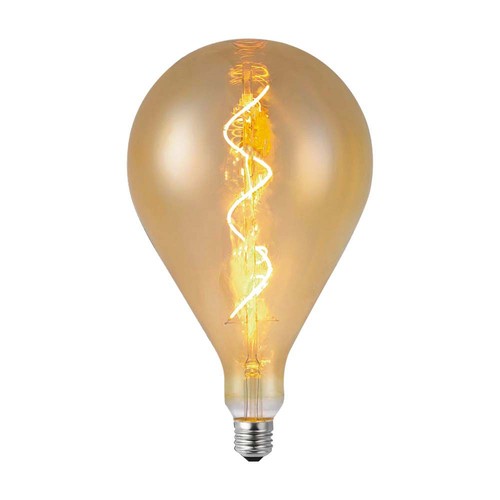 E27 4W LED spiral filament pære - A160, Amber glas, 2700K, 250lm