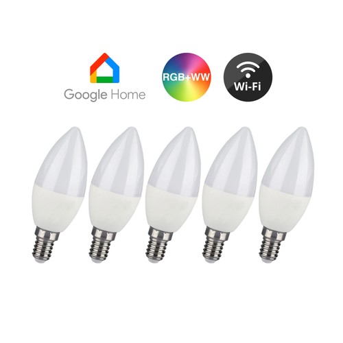 V-Tac 5W Smart Home LED pære - Tuya/Smart Life, virker med Google Home, Alexa og smartphones, E14