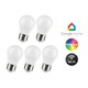 5 stk. E27 5W Wifi LED pære - G45, Tuya/Smart Life, virker med Google Home