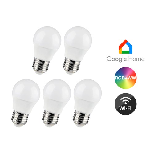 V-Tac 5W Smart Home krone LED pære - Tuya/Smart Life, virker med Google Home, Alexa og smartphones, E27, G45