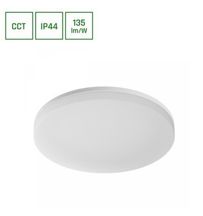 40W Nymphea Fusion LED loftslampe, 135lm/W - Justerbar 20/30/40W, CCT, IP44 vådrum, Ø33cm, hvid kant
