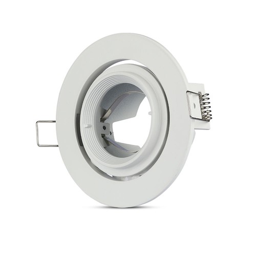 GU10 indbygningsspot med 30° vipbar ring - Rund, hvid, aluminium, hul: Ø9,3 cm, mål: Ø10,2 cm, IP20 indendørs