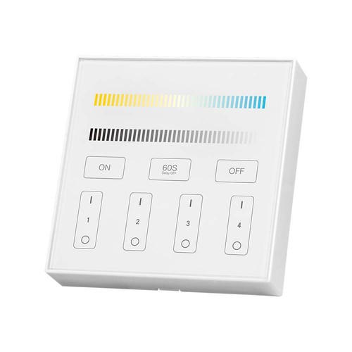 4-zone WiFi/WLAN touch panel til LED strips - 12V/24V, hvid, 86x86mm, til single color og CCT