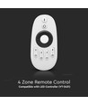 4-zoners RF fjernbetjening til LED strips - 2.4GHz, rækkevidde op til 30m, hvid, 4 zoner