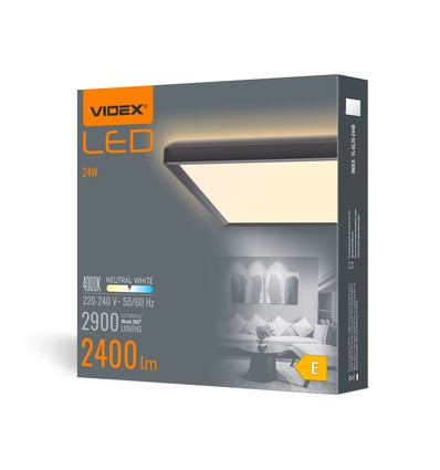 24W LED loftslampe, sort - 4000K, IP20 indendørs, Ra 88