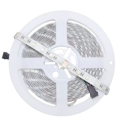 5 meter 12W/m RGB+WW LED strip - 24V DC, IP65, 60 LED pr. meter