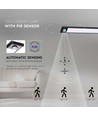 1,5W LED skabslampe med PIR sensor - Sort, batteridrevet, 30cm, genopladelig, indendørs