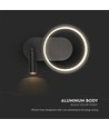 250x100x180mm VT-7906 væglampe 14W - LED, metal lampeskærm, 3000K, sort