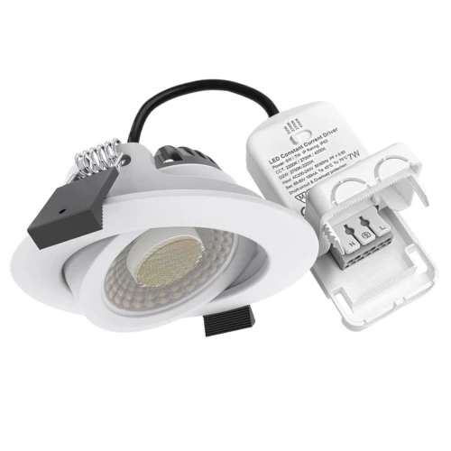LEDlife DimToWarm+CCT RA96, hvid indbygningsspot - Hul: Ø6,8 cm, Mål: Ø8,3 cm, 7W, hvid kant, dæmpbar, 230V