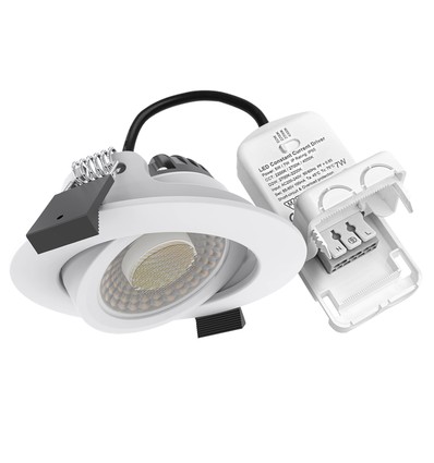 7W Indbygningsspot RA96, DimToWarm+CCT, Dæmpbar - Hul: Ø6,8 cm, Mål: Ø8,3 cm, Hvid kant