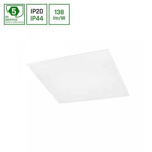 600x600x32 Algine panel 40W - kold hvid, 230V, 120°, IP44/IP20, hvid