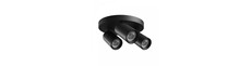 Rund loftlampe med 3 spots, GU10 - Sort, Ø22cm, IP20 indendørs, uden lyskilde