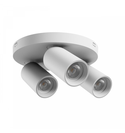 Rund loftlampe med 3 spots, GU10 - Hvid, Ø22cm, IP20 indendørs, uden lyskilde