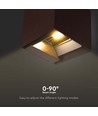 9W LED Solcelle væglampe - IP65, CCT, 3 lyskulører, PIR-sensor, corten hus