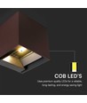 9W LED Solcelle væglampe - IP65, CCT, 3 lyskulører, PIR-sensor, cortenfarvet hus