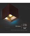 9W LED Solcelle væglampe - IP65, CCT, 3 lyskulører, PIR-sensor, cortenfarvet hus