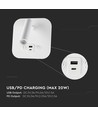 VT-80068 LED sengelampe 8W - med USB/PD opladning, Cree-chip, 3000K, hvid