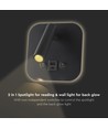 8W LED senge-væglampe med USB opladning - Sort, 3000K, CREE chip, USB-A og USB-C