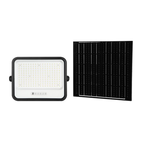 VT-404W LED projektør 400W - med solpanel, CCT: 7-i-1, sort hus, batteriindikator, IP65