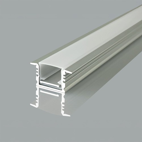 2m indbygningsprofil til gulv i aluminium - Inkl. cover, til LED strips op til 14,1mm, sølv, IP20
